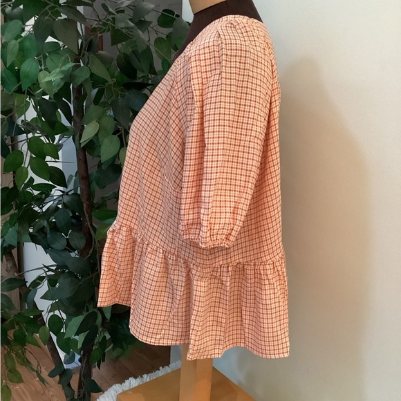 SOLD LAUREN Conrad peplum top Woman’s size XXL 
short sleeve neck Gingham che… - Picture 5 of 16